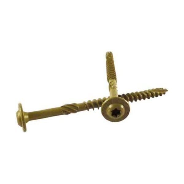 Woodpro Wood Screw, 1/4 in, 1-1/2 in, Gold Flange Round Head Torx Drive ST14X112-50PC - main